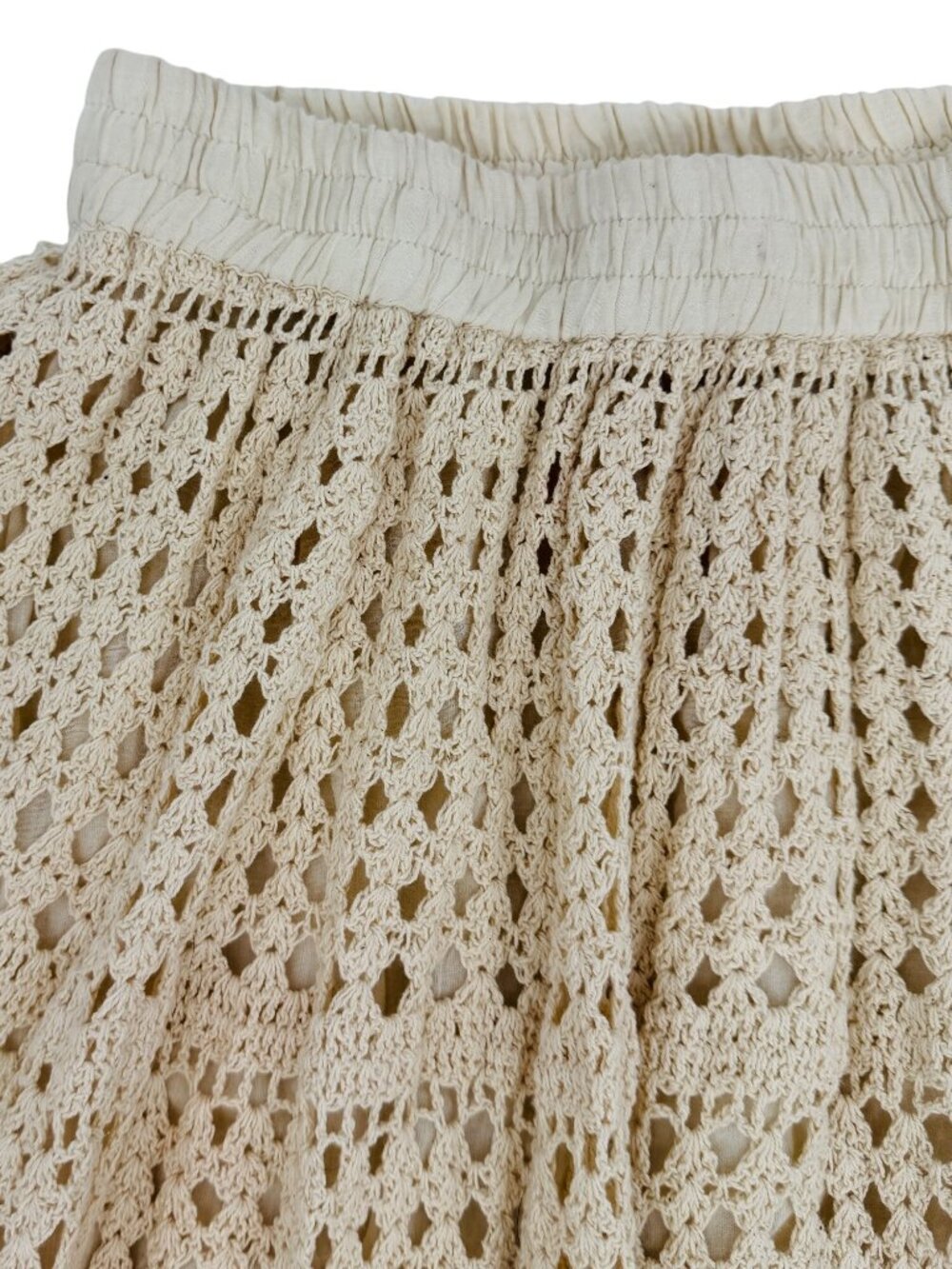 VTG 90s Artelier Nicole Miller Beige Crochet Scalloped Skirt M | Coastal Cowgirl - Picture 10 of 16